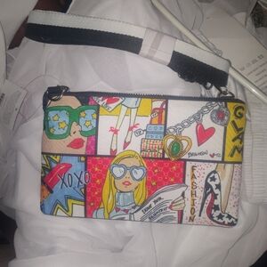 Brighton Comic Pop Art Crossbody Bag in Red and Yellow